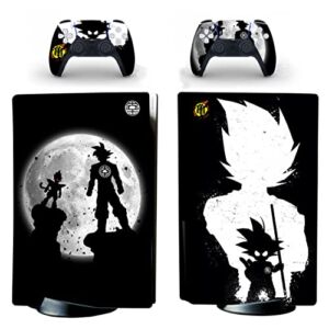 Vanknight PS5 Disc Console PS5 Controller Skin Vinyl Sticker Decal Playstation 5 Cover Gray DBZ