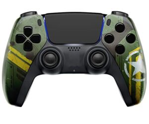 UN-MODDED Custom Wireless PRO Controller compatible with PS5 Exclusive Unique Design (Army Mecha)