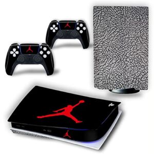 PS5 Skin Disk Edition Console and Controller, PS5 Stickers Vinyl Decals for Playstation 5 Console and Controllers, Disk Edition – Black Cement