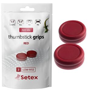 Setex Gecko Grip, Thumbstick Grip Covers, for Playstation PS5, PS4, Xbox One, Switch Pro, Steam Deck, Anti-Slip Microstructured Analog Stick Thumb Grips, (1 Pair) Red, Grip Covers Only