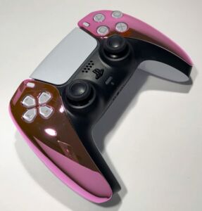 Customized controller for Playstation 5, Chrome Pink color provides a beautiful vivid contrast on this PS5 unit