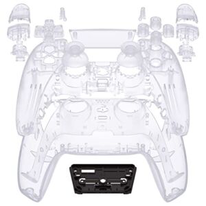eXtremeRate Full Set Housing Shell with Buttons Touchpad Cover, Clear Custom Replacement Decorative Trim Shell Front Back Plates Compatible with ps5 Controller