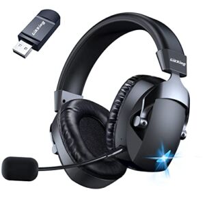 Gikking Wireless Gaming Headset with Noise Cancelling Microphone, 2.4G & Bluetooth Dual Mode Gaming Headphones, Wireless Headset Suitable for PC, PS4, PS5, Smart Phone, Mac, Laptop