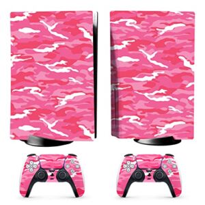 HK Studio PS5 Skin with Pink Camo – Easy Peel and Stick PS5 Skin Disc Edition with No Bubble, Waterproof – Playstation 5 Skin – Including PS5 Controller Skin and PS5 Console Skin