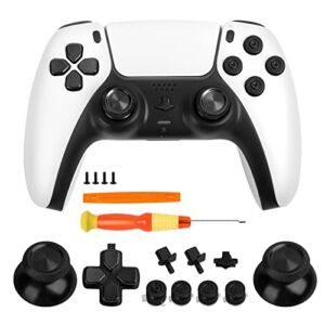 TOMSIN Replacement Metal Buttons Kit for PS5 Controller – Aluminum Thumbsticks & O X Square Triangle & Dpad & Share, Options, Home Buttons Compatible with Dualsense Controller (Black)