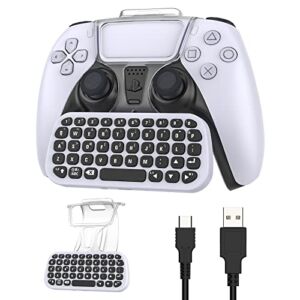 Upgraded Controller Keyboard for PS5, YUANHOT Bluetooth 3.0 Mini Chatpad Game Keypad Keyboard with 3.5mm Audio Jack for Messaging and Gaming Live Chat for Playstation 5 Remote