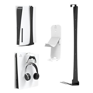 Wall Mount and Controller Holder for PS5 Disc Edition and Digital Edition,JDDWIN PS5 Wall Mount Kit,Mount on wall Behind TV with Controller Holder,Including Holders for Controller&Headset