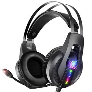 Gaming Headset for PS5, PS4 Headset with Noise Canceling Mic, Xbox Headset with 7.1 Surround Sound, Gaming Headphones with RGB Light, Compatible with Xbox, PS4, PS5, PC, Switch…