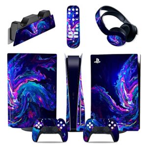 LEEWEE New Game for PS5 Disk Digital Edition Decal Skin Sticker for PS 5 Console and Two Controllers No Foaming (Color : 1)
