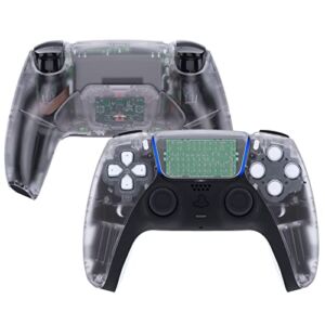 eXtremeRate Transparent Clear Faceplate Touchpad & Programable Rise Remap Kit Compatible with ps5 Controller BDM-010 & BDM-020 – Controller NOT Included