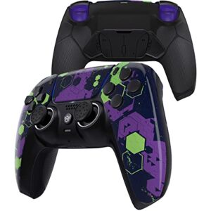 HexGaming RIVAL PRO 4 Remap Buttons & Interchangeable Thumbsticks & Hair Trigger Compatible with ps5 Pro Controller – Camouflage Green Purple Black
