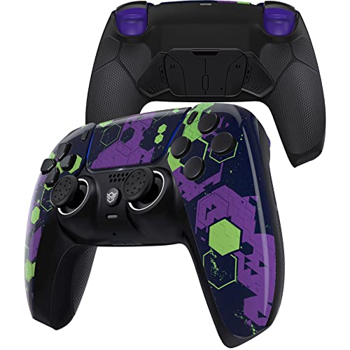 HexGaming RIVAL PRO 4 Remap Buttons & Interchangeable Thumbsticks & Hair Trigger Compatible with ps5 Pro Controller – Camouflage Green Purple Black | The Storepaperoomates Retail Market - Fast Affordable Shopping