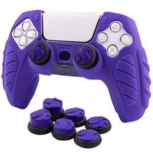 CHIN FAI PS5 Controller Skin, Ergonomic Soft Anti-Slip Controller Silicone Grip Cover Case Accessories Set for Playstation PS5 DualSense Controller with 6 Thumb Grip Caps (Galactic Purple)