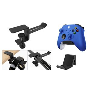 2 Pack Controller Holder Stand Built in Anti-Slip Pads for PS5 PS4 Xbox One Switch Pro, Headphone Headset Holder Hanger with Adjustable Clamp