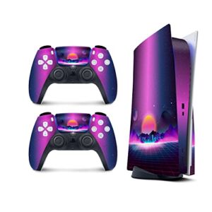 TACKY DESIGN Sunset in the city Skin for PlayStation 5 Console and 2 Controllers, PS5 Galaxy skin Vinyl 3M Decal Stickers Full wrap Cover (Digital Edition)