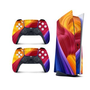 TACKY DESIGN Abstract Colorful Skin for PlayStation 5 Console and 2 Controllers, PS5 Twisting skin Vinyl 3M Decal Stickers Full wrap Cover (Digital Edition)
