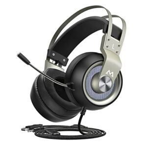 EG3 Pro Gaming Headset for PC, PS4, Xbox One, Surround Sound Over Ear Headphones with Noise Cancelling Mic, On-Line LED Light/Volume/Mic Control for PC, Playstation 4, Xbox，Nintendo Switch