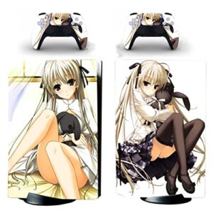 Vanknight PS5 Standard Disc Console Controllers Anime Girl Skin Sticker Decals Playstation 5 Console and Controllers