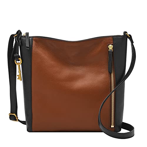 Fossil Women’s Tara Leather Crossbody Purse Handbag, Brown/Black Colorblock (Model: ZB1760015) | The Storepaperoomates Retail Market - Fast Affordable Shopping