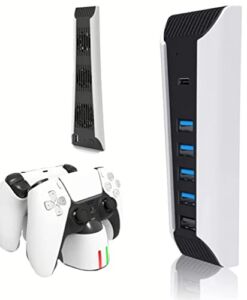 IQIKU PS5 USB HUB + PS5 Controller Charging Station + PS5 Cooling Fan Bundles