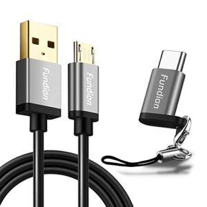 FUNDIAN Micro USB Cable with USB C Keychain, USB A to USB C or Micro Fast Charging, Compatible for Samsung Galaxy S21 S20 S10 S9 S8 Note 10 9 8 GoPro Hero 7 5 6 PS5 Controller Nintendo Switch (3.3ft)