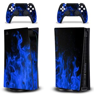 247 Skins Graphics kit Sticker Decal Compatible with PS5 Playstation 5 and DualSense Controllers – Ice Flame Blue