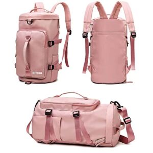 Gym Bag for Women and Men Sports Duffle Bag Travel Backpack Weekender Overnight Bag with Shoes Compartment Pink – MIYCOO