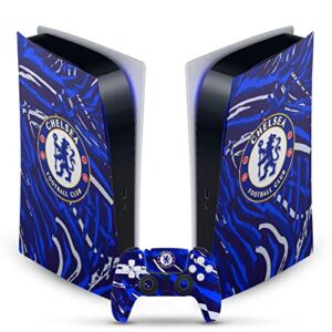 Head Case Designs Officially Licensed Chelsea Football Club Abstract Brush Art Vinyl Faceplate Gaming Skin Decal Compatible With Sony PlayStation 5 PS5 Digital Edition Console and DualSense Controller