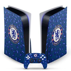 Head Case Designs Officially Licensed Chelsea Football Club Geometric Pattern Art Vinyl Faceplate Gaming Skin Decal Compatible With Sony PlayStation 5 PS5 Disc Edition Console & DualSense Controller