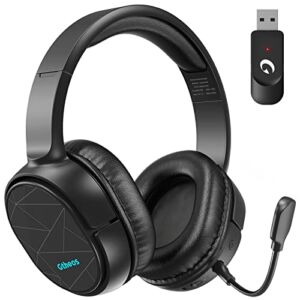 Gtheos 2.4GHz Wireless Gaming Headphones, Bluetooth 5.0 Gaming Headset with Detachable Noise Canceling Mic