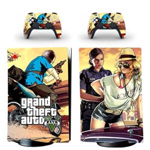 For PS4 Slim – Game Grand GTA Theft And BAuto PS4 or PS5 Skin Sticker For PlayStation 4 or 5 Console and 2 Controllers Decal Vinyl V5847