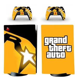 For PS5 Disc – Game Grand GTA Theft And BAuto PS4 or PS5 Skin Sticker For PlayStation 4 or 5 Console and 2 Controllers Decal Vinyl V5825