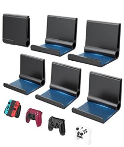 6 Pack Foldable Controller Wall Mount Holder for Xbox PS5 PS4 PS3 Switch Pro Strong Adhesive/Screw Upgraded Controller Stand Hanger with Anti-Slip Pad Universal Gaming Remote & Headphone Accessories