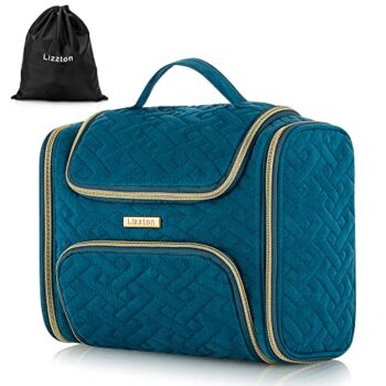 Lizzton Travel Toiletry Bag for Women with Hanging Hook, Large Makeup Cosmetic Organizer for Toiletries, Water-resistant Shaving Bag for Bathroom Accessories, Turquoise | The Storepaperoomates Retail Market - Fast Affordable Shopping
