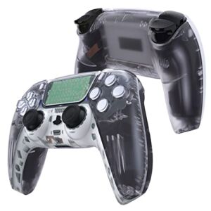 eXtremeRate Clear Replacement Front Housing Shell Touchpad & Decorative Trim Shell & Bottom Shell Compatible with ps5 Controller BDM-010 BDM-020 – Controller NOT Included