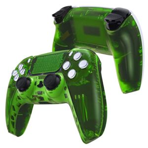 eXtremeRate Clear Green Replacement Front Housing Shell Touchpad & Decorative Trim Shell & Bottom Shell Compatible with ps5 Controller BDM-010 BDM-020 – Controller NOT Included
