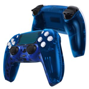 eXtremeRate Clear Blue Replacement Front Housing Shell Touchpad & Decorative Trim Shell & Bottom Shell Compatible with ps5 Controller BDM-010 BDM-020 – Controller NOT Included