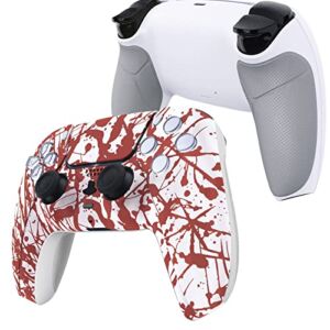 eXtremeRate Blood Patterned Replacement Front Housing Shell Touchpad & Decorative Trim Shell & Bottom Shell Compatible with ps5 Controller BDM-010 BDM-020 – Controller NOT Included