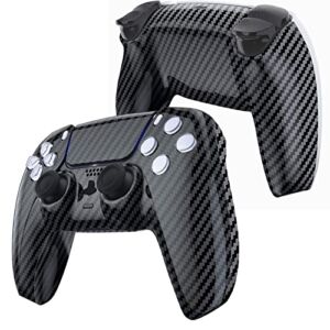 eXtremeRate Graphite Carbon Fiber Replacement Front Housing Shell Touchpad & Decorative Trim Shell & Bottom Shell Compatible with ps5 Controller BDM-010 BDM-020 – Controller NOT Included