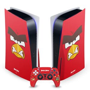 Head Case Designs Officially Licensed Angry Birds Red Graphics Vinyl Faceplate Sticker Gaming Skin Decal Cover Compatible With Sony PlayStation 5 PS5 Disc Edition Console & DualSense Controller