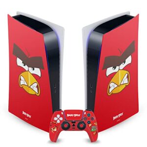 Head Case Designs Officially Licensed Angry Birds Red Graphics Vinyl Faceplate Sticker Gaming Skin Decal Cover Compatible With Sony PlayStation 5 PS5 Digital Edition Console and DualSense Controller