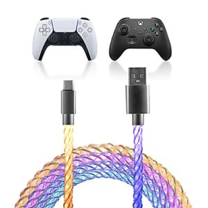 Illuminated Charger Charging Cable for PS5/Xbox Core/ Elite Series 2 /Switch Pro Controller, Replacement USB Type C Cord for Gamepad, Universal LED Light Up Data Cord 3.28FT