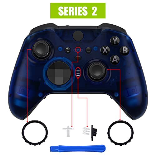 eXtremeRate Clear Blue Replacement Faceplate Cover for Xbox One Elite Controller Series 2 (Model 1797), Custom DIY Front Housing Shell Case & Accent Rings for Xbox Elite Series 2 Core Controller | The Storepaperoomates Retail Market - Fast Affordable Shopping