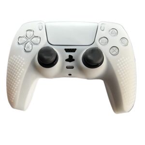 JenDore PS5 Controller White Anti-slip Silicone Protective Skin Cover Shell