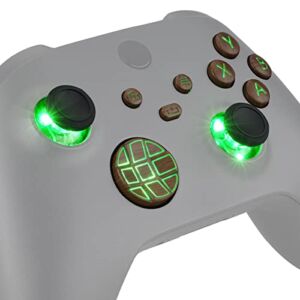 eXtremeRate Multi-Colors Luminated Dpad Thumbsticks Start Back Share ABXY Buttons for Xbox Series X & S Controller, Wood Grain Classical Symbols Buttons DTF LED Kit for Xbox Core Controller Model 1914