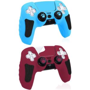 2PCS Silicone Protective Skin Cover Shell for Playstation 5 PS5 Controller Anti-Slip Rubber Case with 2 Thumb Grips Accessories Set (color2)