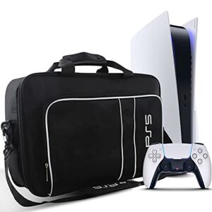 Frusde Carrying Case for PS5, Travel Bag Storage for PS5 Console Disc/Digital Edition and Controllers, Protective Shoulder Bag for PS5, Controllers, Game Cards, HDMI and Accessories Case