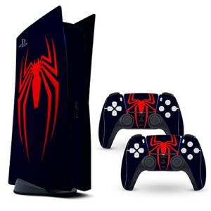 Ps5 Skin Navy/red Spider Protective wrap Cover Vinyl Sticker Decals for Sony Playstation 5 Disk Version Console and Two Dual Sense 5 Sticker Skins , Miles
