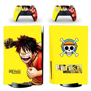 Decal Moments PS5 Standard Disc Console Controllers Full Body Vinyl Skin Sticker Decals for Playstation 5 Console and Controllers Burning Luffy