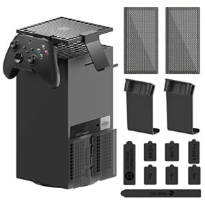 Dust Cover Controller Mount for Xbox Series X – 2 in 1 Game Accessories with Dust Filter Cover for Xbox Series X Console and 2 Holder Hanger Stand for Xbox Series X Controller & Gaming Headset
